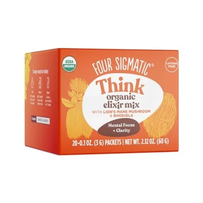 Image of Four Sigmatic Lion&#039;s Mane Elixir Mushroom Coffee Alternative Organic Powder, Rhodiola &amp; Rose Hips Immune Memory Support Paleo Pack of 21