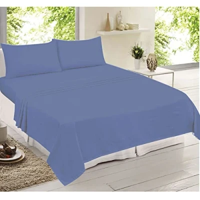 Image of Adore Home 100% Cotton Flannelette Sheet Set Fitted Sheet, Flat 1 x Pillowcases Bed, Navy, Single