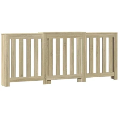 Image of vidaXL Radiator Cover Heater Shelf Sonoma Oak Engineered Wood, Modern Slatted Design, 156/205 x 21.5 83.5 cm, for Living Room
