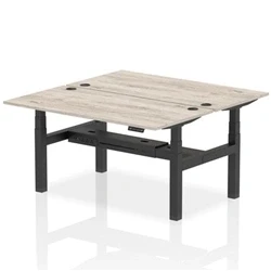 Image of Air B2B 1600x800mm Height Adjustable 2P Bench Desk CP Grey Oak/Black