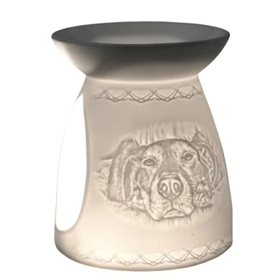 Image of Cello Dog Tealight Wax Melt &amp; Oil Burner, Candle, Stunning Porcelain Burners. Use or in The Dish and Magically Fragrance Your Room. Lover Gifts.