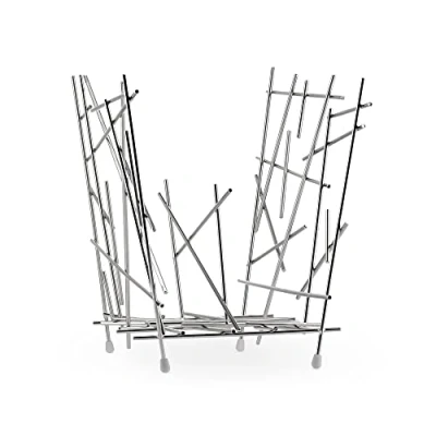 Image of Alessi Blow Up FC15 Design Vertical Magazine Rack in Chromed Steel, Mirror Polished, [&#039;Black&#039;]