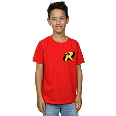 Image of DC Comics Boys Batman Robin Logo T Shirt Red 3 4 Years