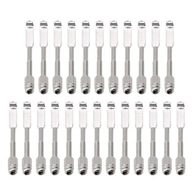 Image of Yibuy Banjo/Accessories 24 Pieces Chrome Traditional Flat Hooks with Nut and Washer for Banjo