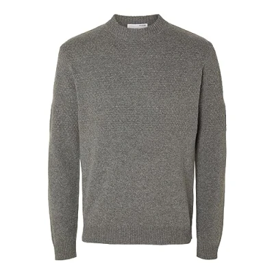 Image of SELECTED HOMME Men&#039;s Slhskipper Structure Crew Neck W Knitted Jumper, Gray, M