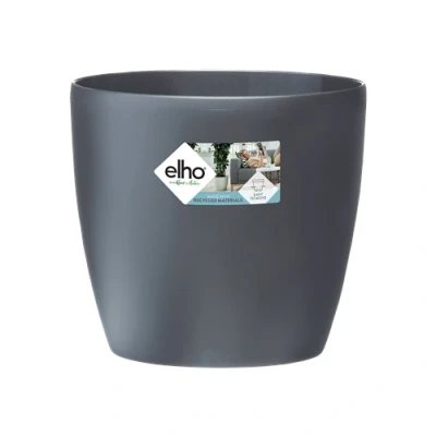 Image of Elho Brussels 40cm Round Plastic Indoor Plant Pot with Wheels Anthracite