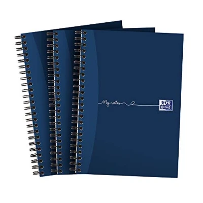 Image of Oxford My Notes A5 Notebook, Card Cover Wirebound, Lined, 200 pages, Navy (Pack of 3)