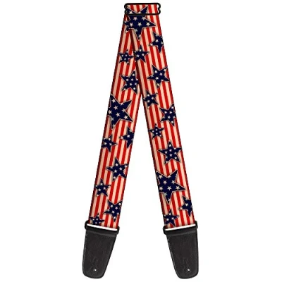 Image of Buckle Down Guitar Strap Americana Stars Stripes Red White Blue 2 Inches Wide