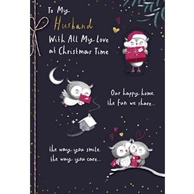 Image of Hallmark Husband Christmas Card Owls To my with all love