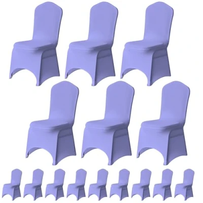 Image of Trimming Shop Spandex Lavender Chair Cover Stretch Fabric Removable Washable Protective Slipcovers for Weddings Banquets Ceremony Hotel Dining Parties Décor, 20pcs