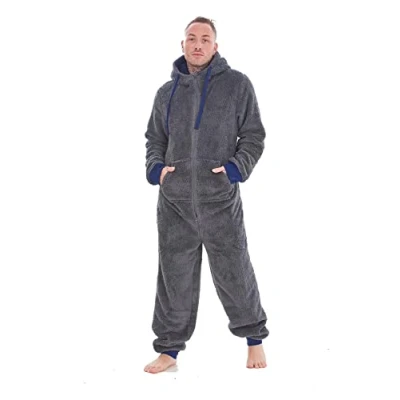 Image of Keanu KM217 C SM Mens Snuggle Fleece Onesie Charcoal