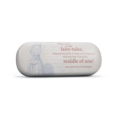 Image of Half Moon Bay Used To Read Fairy Tales Alice in Wonderland Grey/Red 6.5 x 2.7 Inch Polyurethane Eyeglass Protective Hard Case, Grey/Red,