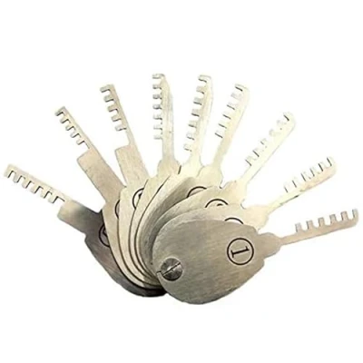 Image of 9 Piece Folding Comb Lock Pick Set, Rake Lockpicking Door Tool, Professional Locksmith Tools