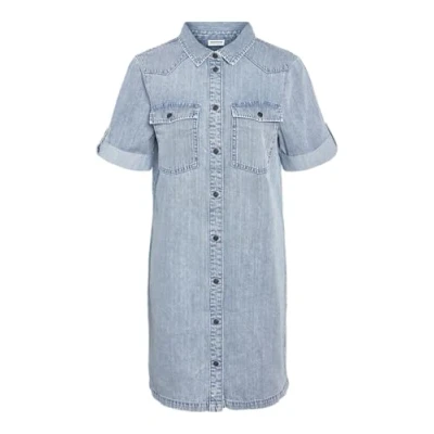 Image of Noisy May Nmnew Signe Dress denim dress, Women&#039;s, Size: 10, Light blue