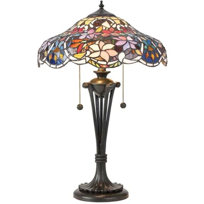 Image of Sullivan 2 Light Medium Table Lamp Dark Bronze, Tiffany Glass, E27