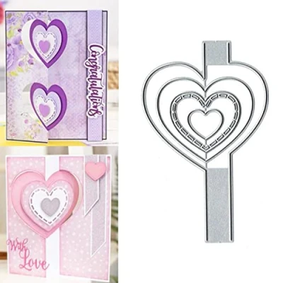 Image of Heart Metal Die Cuts,Spring Frame Lace Board Edge Cutting Dies Cut Stencils for DIY Embossing Photo Decorative Paper Scrapbooking Card Making