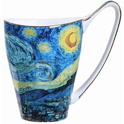 Image of YBK Tech Bone China Coffee Mug, 16oz Large Tea Cup Design Inspired by Van Gogh&#039;s Paintings (Starry Night)