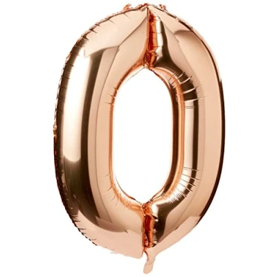 Image of Rose Gold Number 0 Shaped Large Foil Balloon (86cm) 1 Piece Perfect for Birthday Parties and Special Events