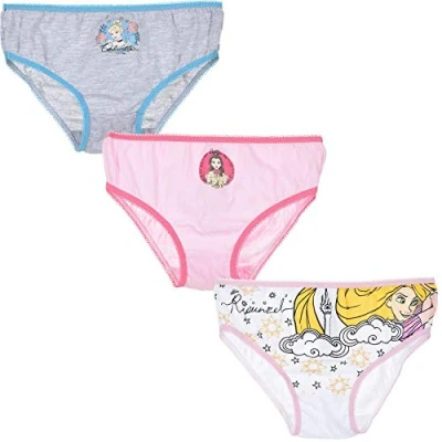 Image of Girls 3 Pack Disney Princess Briefs Knickers Kids Pants Underwear Age 6/8 Years