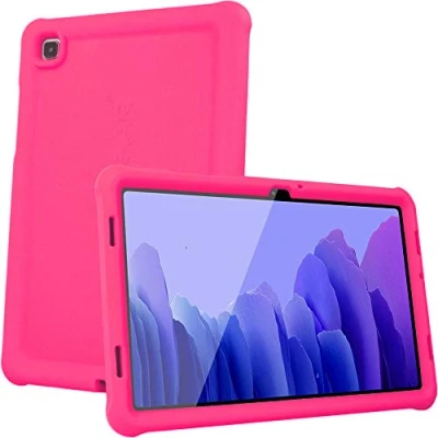 Image of TECHGEAR Bumper Case fits Samsung Galaxy Tab A7 10.4&quot; 2022/2020 (SM T500 / SM T505 T509) Rugged Shockproof Soft Silicone Easy Grip Anti Slip with Screen Film, Kids Proof [Pink]