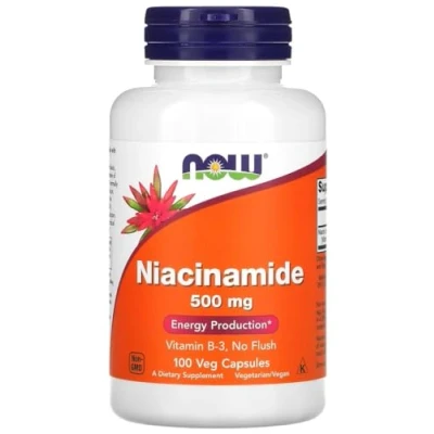 Image of Now Foods Niacinamide 500mg Supports Energy Production and Skin Health 100 Capsules