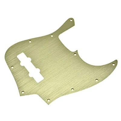 Image of KAISH 10 Hole Metal Anodized Aluminium J Bass Style Pick Guard Modern Pickguard for USA/Mexico Jazz Gold
