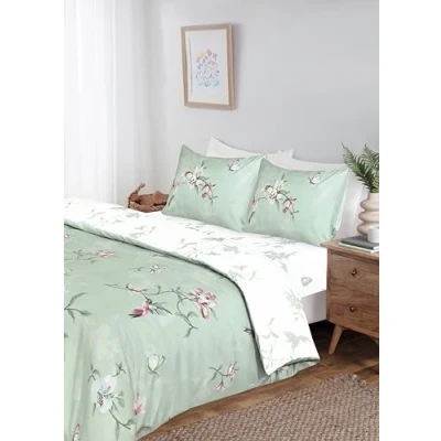 Image of Rapport home Full Bedding Set with Matching Fitted Sheet and Pillowcase Green Kingsize Duvet Cover