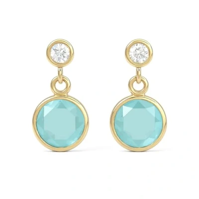 Image of Carissima Gold 9ct Yellow Cubic Zirconia and Green Crystal Drop Earrings