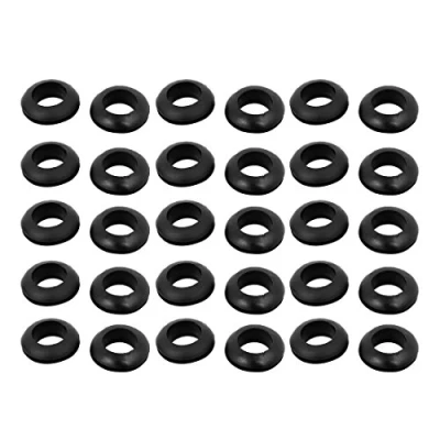 Image of sourcingmap 30 PCS 14mm Inner Dia Double Sides Rubber Wire Grommets Gasket Ring Cable Protector Black