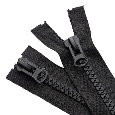 Image of 2PCS #8 110cm Two Way Separating Zippers(Open end Zipper) for Sewing Coats Jacket Zipper,Black Molded Resin Zippers Bulk