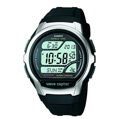 Image of Casio Men&#039;s WV58A 1AVCR Waveceptor Black Resin Band Digital Watch, Black, WV 58A 1AV