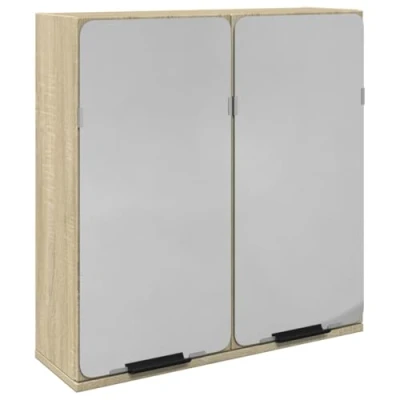 Image of vidaXL Bathroom Mirror Cabinet Wall Mounted, Sonoma Oak, Engineered Wood, 64.5 x 20 66.5 cm Ample Storage &amp; Utility Design for Modern Bathrooms