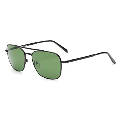 Image of Jim Halo Square Pilot Sunglasses for Men Women, Premium Glass Lens Metal Deiving Shades Black/Green