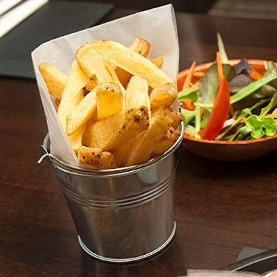 Image of Galvanised Steel Serving Buckets 10cm Case of 6 Mini Bucket, Metal Chip Bucket