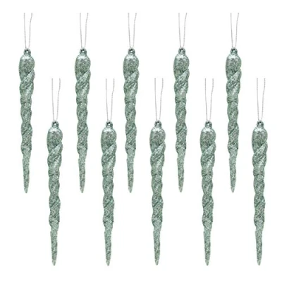 Image of Christmas Concepts® 12cm Glitter Icicle Decorations Tree Trims (MINT GREEN, 10)