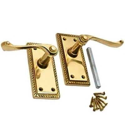 Image of EUROART Georgian Latch Handle Set for Doors 113 x 50mm Polished Brass