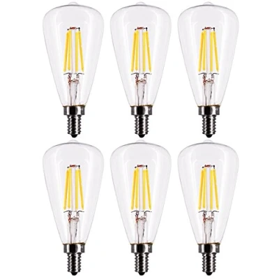 Image of 6PACK Vintage LED Filament Bulb ST48 4W Light Bulb, E14 Base, Clear Warm White 2700K, Edison 40W Equivalent, 220VAC, Dimmable (4)