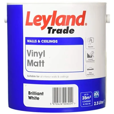 Image of Leyland Trade Vinyl Matt Emulsion Paint Brilliant White 2.5L