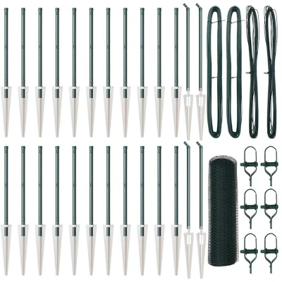 Image of vidaXL Hexagon Fence Green 0.5x50 m Steel