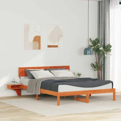 Image of Bed Frame with Bedside Tables Wax brown 160 x 200 cm Vidaxl
