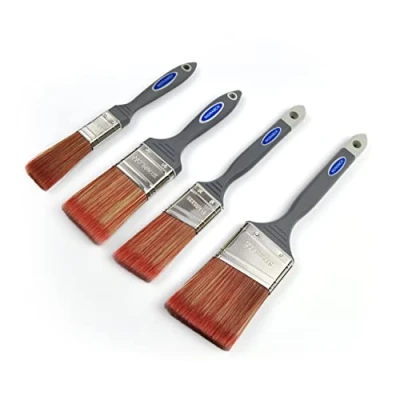 Image of Monarch 4 Pack Paint Brush Set, Easy to Use Brushes Decorating Set with Rubber Handle for Comfort, 1.5&quot;/2.5&quot; Angled and 1&quot;/2&quot; Wall Brushes, Synthetic Grey