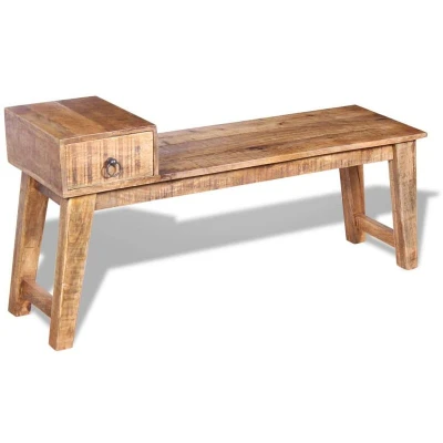 Image of vidaXL Bench with Drawer Solid Mango Wood 120x36x60 cm