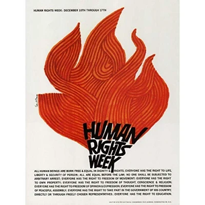 Image of Wee Blue Coo Advert Charity Unesco Human Rights Flame USA Art Print Poster Wall Decor 12X16 Inch
