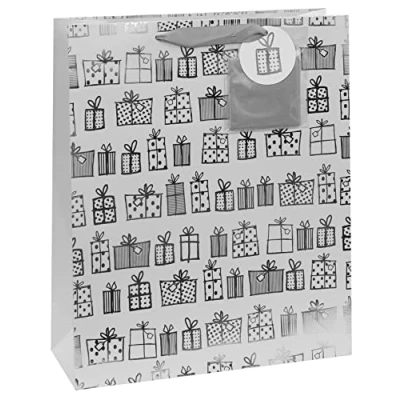 Image of Glick Luxury Gift Bag, Deep Large, Celebration, Birthday, White, Wrap, Includes Tissue Paper and Tag, 350x420x130mm, 350w x 420h 130d mm