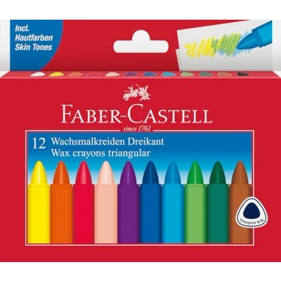 Image of Faber Castell 12 Triangular Wax Crayons