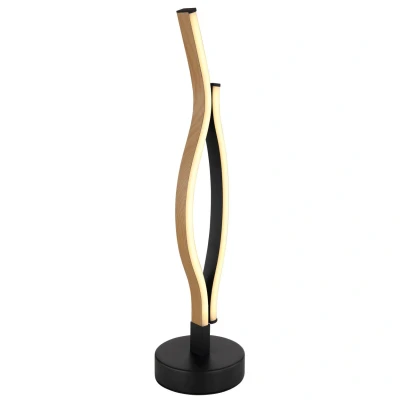 Image of Geronimo Integrated LED Table Lamp Matt Black, Wood Effect 2x 3000K