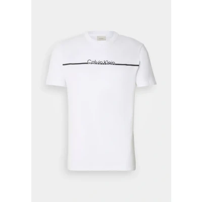 Image of Calvin Klein Split LINE LOGO Print Tshirt, Men&#039;s, Size: XXL, Bright white