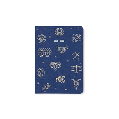 Image of Letts Zodiac A6 academic 2023/2024 day to a page with appointments diary midnight blue