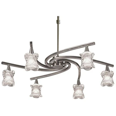 Image of Rosa Telescopic Ceiling Pendant Semi Flush Convertible 6 Light G9, Satin Nickel