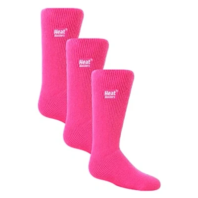 Image of HEAT HOLDERS Kids Thermal Socks for Winter 3 Pair Mutlipack Boys &amp; Girls Warm with Fluffy Fleece Inner (2 5, Hot Pink), 8 11 Years